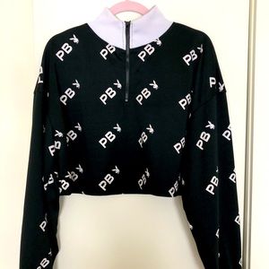Missguided x Playboy limited edition cropped half zip top